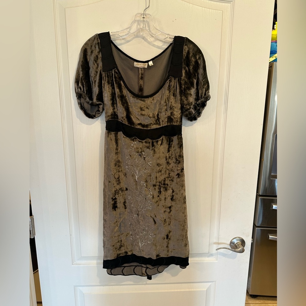 Age of Love by Nataya vintage women’s gray Velvet Babydoll Dress Sz small